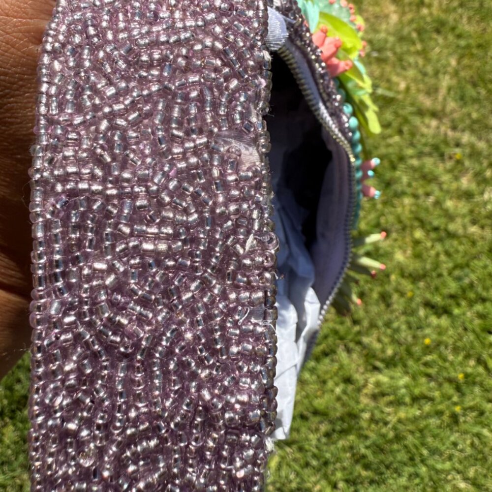 Coral Reef Purple Beaded Floral Bag - Picture 5 of 5